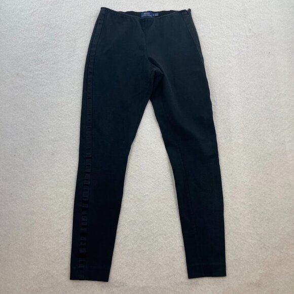 Polo Ralph Lauren Pants - Polo Ralph Lauren Women's Black Tuxedo Stripe Leggings Side Zip Pants Size 6